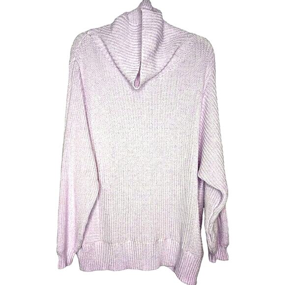 American Eagle Oversized Chunky Knit Light Lavender Cowl Turtleneck Sweater XL - Picture 1 of 6